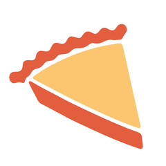 A slice of pumpkin pie with a wavy crust