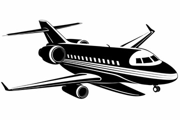 Sleek Airplane Vector Design with Realistic Details and Minimalist Style

