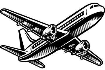 Sleek Airplane Vector Design with Realistic Details and Minimalist Style

