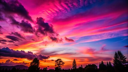 Obraz premium Captivating Silhouette Photography Featuring Different Shades of Pink at Dusk with Striking Contrast Against a Dreamy Sky for Stunning Visual Impact