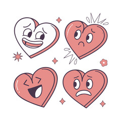 Cute hearts emoji art illustration