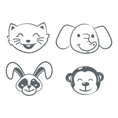 The silhouette of cute animals emoji and sticker vector illustration