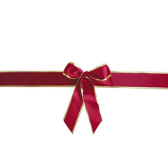 a tie red christmas ribbon with gold trim on transparent background