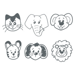 The silhouette of cute animals emoji and sticker vector illustration