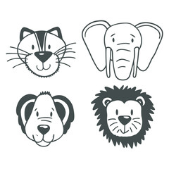 The silhouette of cute animals emoji and sticker vector illustration