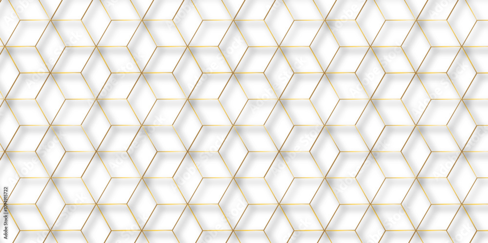 Poster Modern simple style seamless pattern with hexagonal graphic design. Geometric art deco texture graphic ornament background. abstract molecular structures in technology, wallpaper background, vector.	