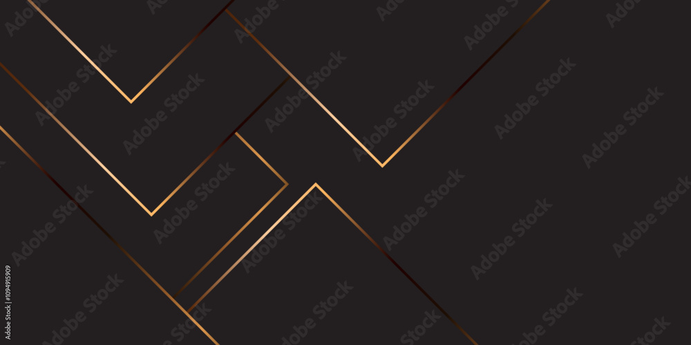 Poster design geometric tile gold on black background with triangle shape. geometric dark material backgrou