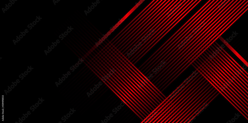 Poster Red and black vector futuristic tech glow and shining line and stripes simple modern background. Vector illustration for presentation design. Social media cover and web wide banner template. 