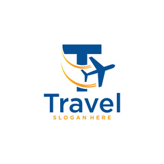 Initial letter T travel logo, travel logo, holiday travel company logo concept.