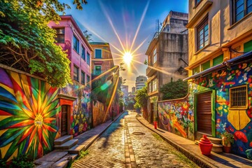 Fototapeta premium Captivating Urban Exploration Photography Inspiring Positive Vibes and Great Day Experiences in Cityscapes with Vibrant Colors and Unique Architectural Details