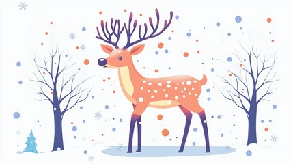 Cute reindeer for Christmas holiday greeting card design.
