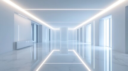 Modern minimalist hallway contemporary space digital art bright ambiance
