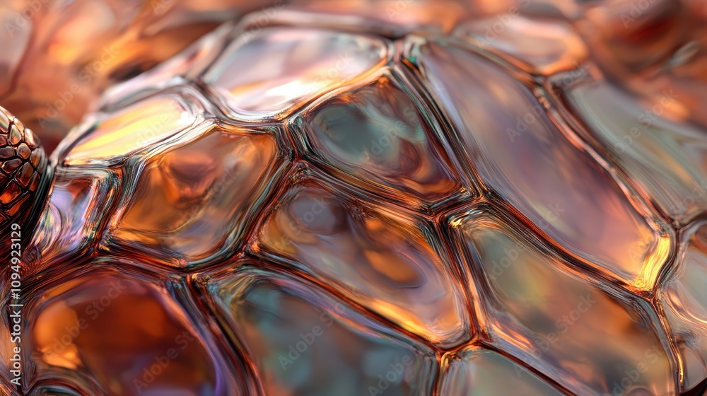 Poster close-up of a textured, colorful surface resembling a turtle's shell.
