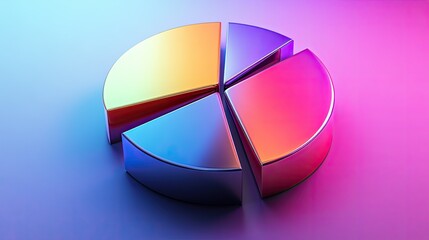 Obraz premium Realistic 3D pie chart with metallic sheen, [business visual], [emphasizing precision and cutting-edge technology]