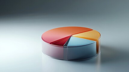 Obraz premium Realistic 3D pie chart with metallic sheen, [business visual], [emphasizing precision and cutting-edge technology]
