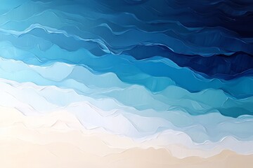 Tranquil waves softly lap against sandy shore under a serene blue sky