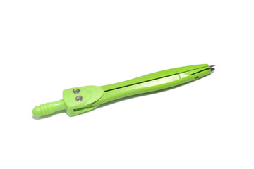 The school compass is made of green plastic.