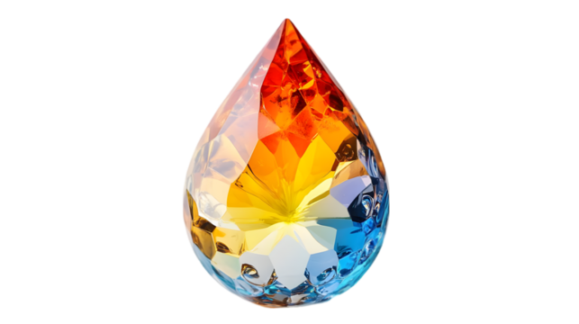 Rainbow Crystal Drop 3D Illustration