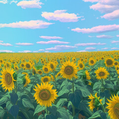 Obraz premium field of vibrant sunflowers in the summer