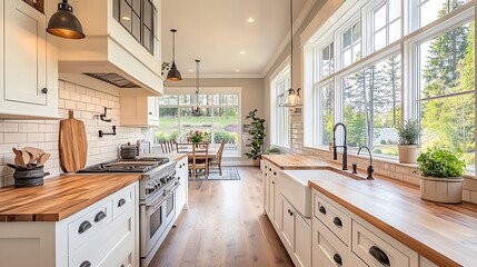 Fototapeta premium Modern kitchen design inspires family gatherings bright open space