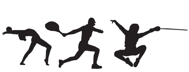 different sports people collection silhouette