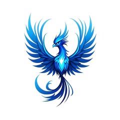 Obraz premium Modern phoenix in blue for logo icon , isolated on white background