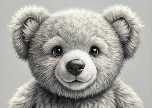 Charming Black and White Teddy Bear Clipart for Creative Projects and Children's Themes, Perfect for Illustrations, Printables, and Educational Materials - Powered by Adobe