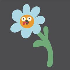 Character flower in groovy doodle style in vector. Element for poster sticker design logo decoration