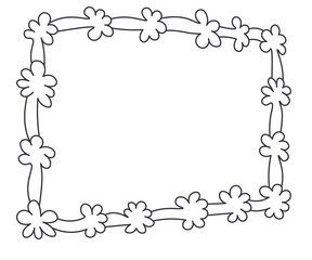 Horizontal abstract flower frame in doodle groovy style in vector. Element for decoration postcards poster print background backdrop wrapping wallpaper banner