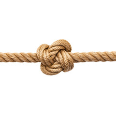 Intricate knot tied in natural jute rope