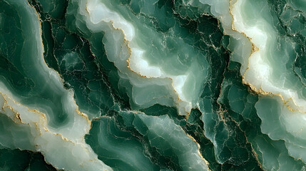 Obraz premium Abstract Green and Gold Marble Texture Background with Swirling Veins and Glimmering Details