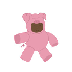 Cute cartoon character in pig costume