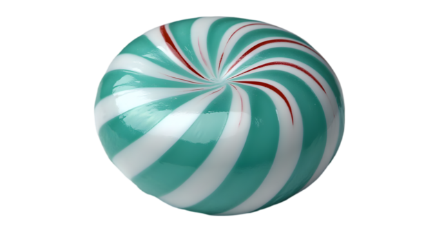 Green, White, and Red Striped Candy - Illustration