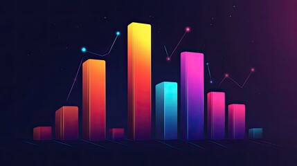Stylized bar chart with color gradients, [business infographic], [concept of clear communication in financial metrics] 