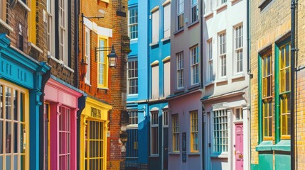 Obraz premium Brightly colored buildings , a small alley in Covent Garden.