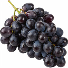 Bunch-of-fresh-black-grapes-on-transparent-background