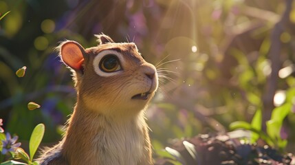 Chipmunk's cheeks are full of seeds.