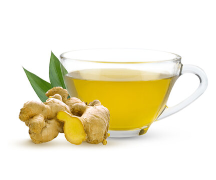 Ginger tea. Cup of ginger tea  alternative medicine, natural homemade  for cold and flu on transparent.