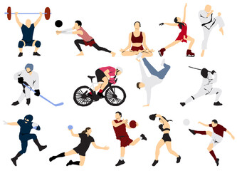set of people sports full isolated sports athlete
