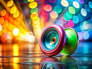 Colorful Yoyo in Motion with Dynamic Background and Copy Space for Creative Use in Marketing and Advertising