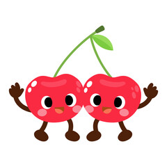 Funny Cherry Couple Sweet Cartoon