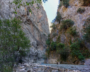 Panorama of the colorful Saklıkent Canyon, Turkey.