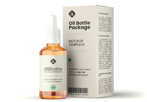 Oil Dropper Bottle With Box Mockup