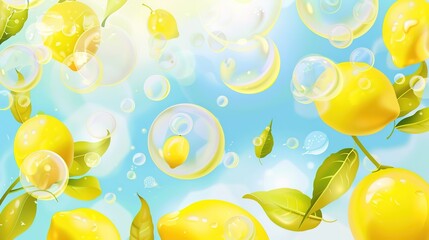 Lemon Bubble Water - a refreshing and vibrant visual. The image captures the effervescence and zesty appeal of lemon-infused sparkling water.