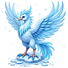 Obraz premium Majestic frostwing a symbol of winter s grace and strength in a chilly landscape, digital art of fantasy creature concept.