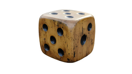 Wooden Dice with Black Dots - 3D Render