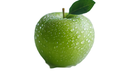 Green Apple with Water Droplets - Realistic Image