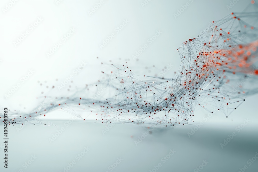 Poster a delicate network of interconnected nodes floats on a minimalist white background, symbolizing conn
