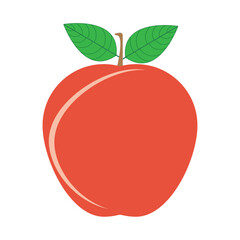 Red Apple. Flat Design Vector Illustration of a Red Apple On a White Background. Vector illustration.