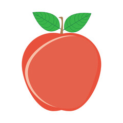 Red Apple Fruit Illustration on a White Background. Vector illustration. Red apple with Green leaf.